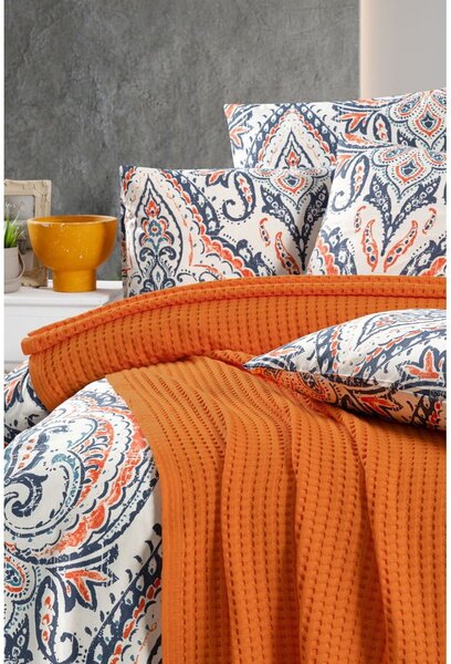 Narančasti pamučan prekrivač 220x240 cm Waffle – Mila Home