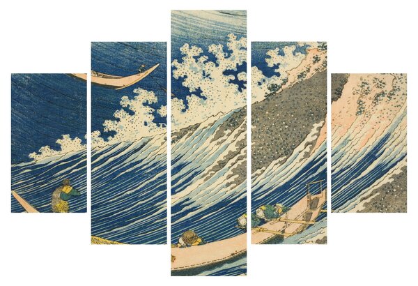 Slika - Katsushika Hokusai, Fishing Boats at Choshi in Shimosa (Soshu Choshi) , reprodukcije (150x105 cm)