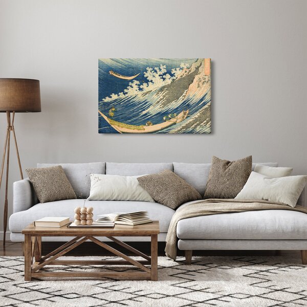 Slika - Katsushika Hokusai, Fishing Boats at Choshi in Shimosa (Soshu Choshi) , reprodukcije (90x60 cm)