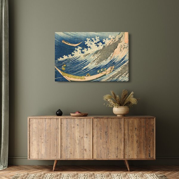 Slika - Katsushika Hokusai, Fishing Boats at Choshi in Shimosa (Soshu Choshi) , reprodukcije (90x60 cm)