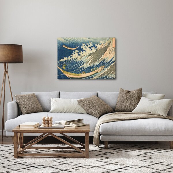 Slika - Katsushika Hokusai, Fishing Boats at Choshi in Shimosa (Soshu Choshi) , reprodukcije (70x50 cm)
