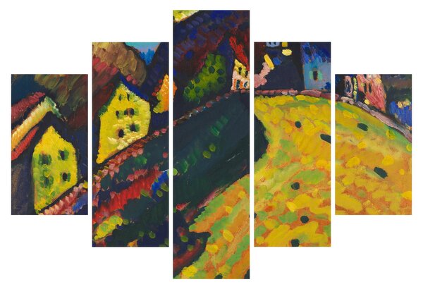 Slika - Vasily Kandinsky, Houses at Murnau, reprodukcije (150x105 cm)