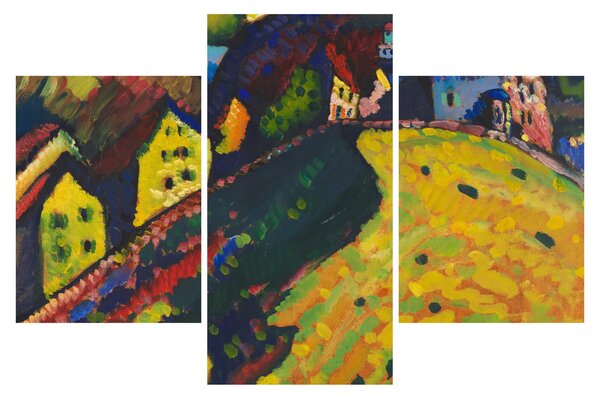 Slika - Vasily Kandinsky, Houses at Murnau, reprodukcije (90x60 cm)