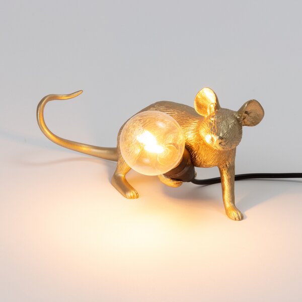 Stolne Lampa SELETTI, Mouse Lamp Valentine, Zlato / mjed, Dnevna soba, Plastika, Dizajn