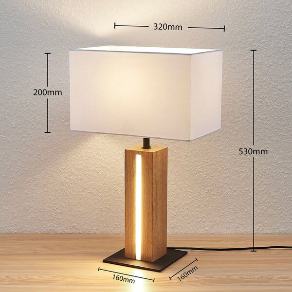 Stolne Lampa Lindby, Garry, prigušiv, Bijela, Dnevna soba, Tkanina / tekstil, Moderan