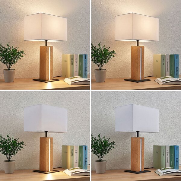 Stolne Lampa Lindby, Garry, prigušiv, Bijela, Dnevna soba, Tkanina / tekstil, Moderan