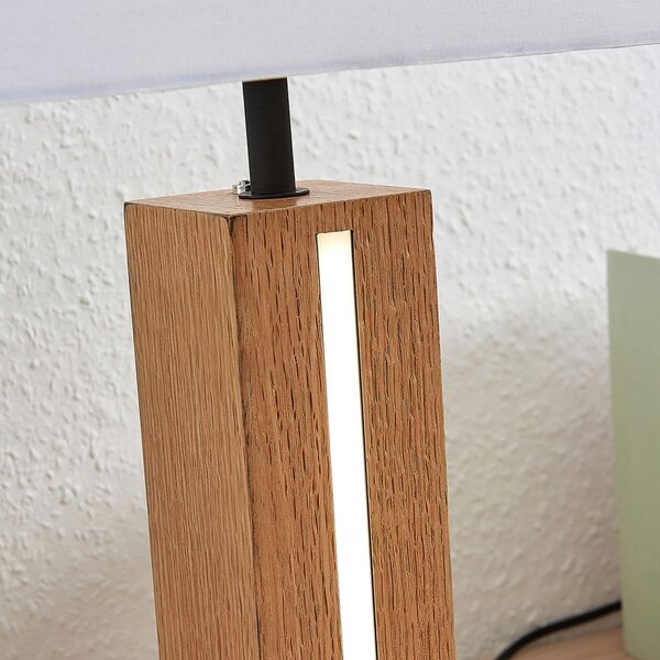 Stolne Lampa Lindby, Garry, prigušiv, Bijela, Dnevna soba, Tkanina / tekstil, Moderan