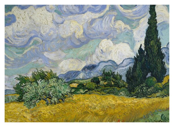 Slika - Vincent van Gogh, Wheat Field with Cypresses, reprodukcije (70x50 cm)