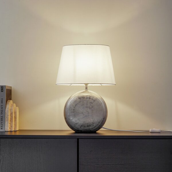 Stolne Lampa Lindby, Florentino, Bijela, Dnevna soba, Tkanina / tekstil