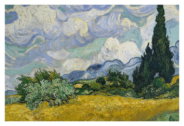 Slika - Vincent van Gogh, Wheat Field with Cypresses, reprodukcije (90x60 cm)