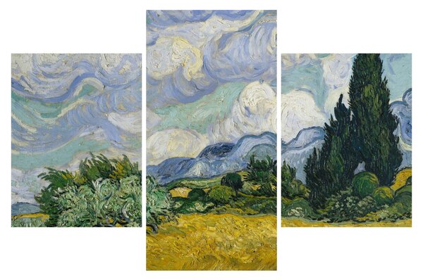 Slika - Vincent van Gogh, Wheat Field with Cypresses, reprodukcije (90x60 cm)
