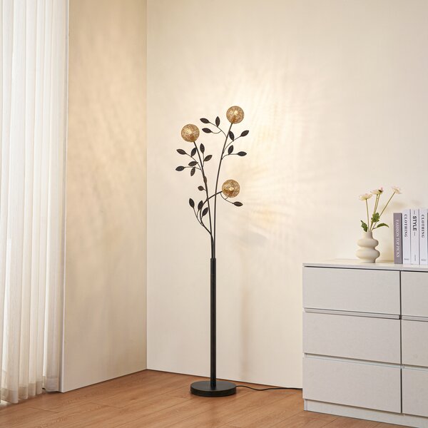 Podne Lampa Lucande, Evory, Crno, Dnevna soba, Metal, Firentinski