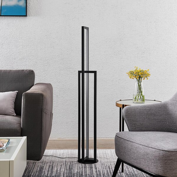 Podne Lampa Lucande, Hylda, prigušiv, Crno, Dnevna soba, Metal, Moderan