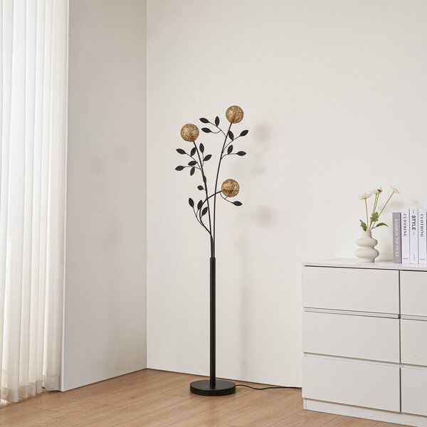 Podne Lampa Lucande, Evory, Crno, Dnevna soba, Metal, Firentinski