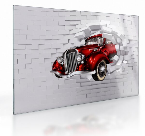 Staklena slika - crveni auto (70x50 cm)