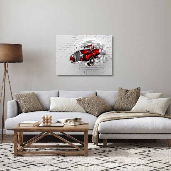 Staklena slika - crveni auto (70x50 cm)