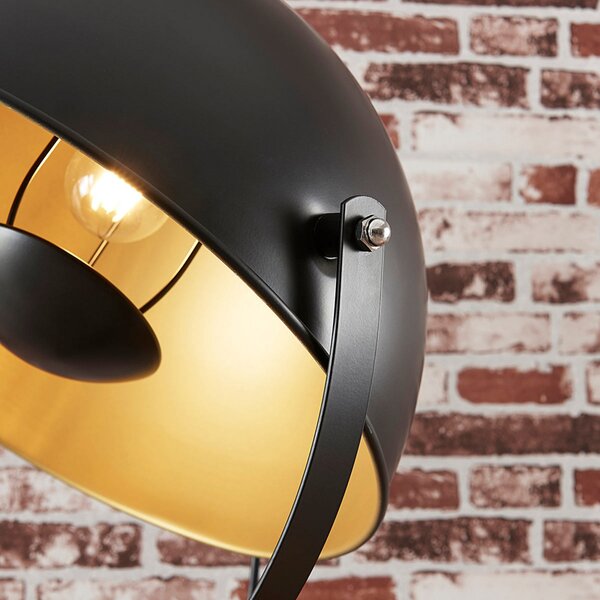 Podne Lampa Lindby, Meline, Crno, Dnevna soba, Metal, Moderan