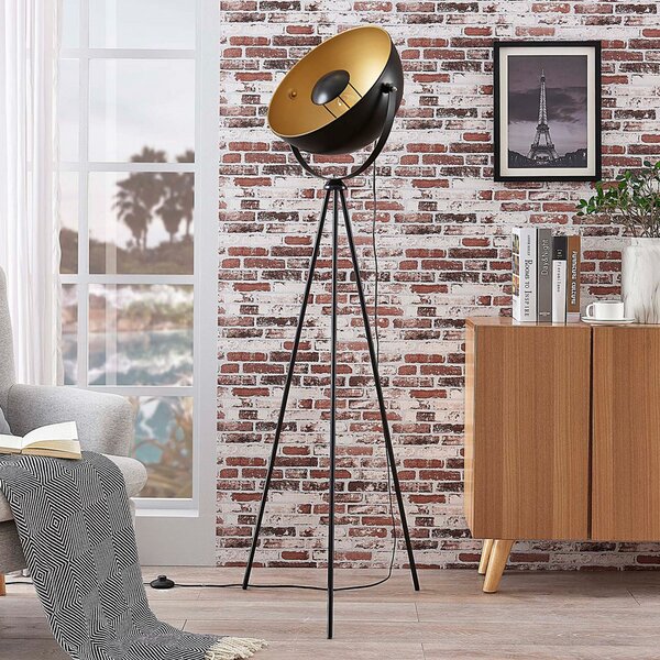 Podne Lampa Lindby, Meline, Crno, Dnevna soba, Metal, Moderan