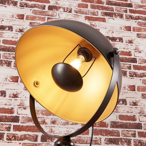 Podne Lampa Lindby, Meline, Crno, Dnevna soba, Metal, Moderan