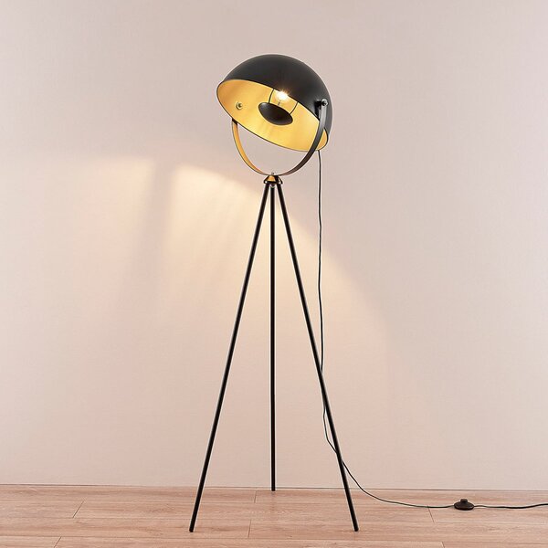 Podne Lampa Lindby, Meline, Crno, Dnevna soba, Metal, Moderan
