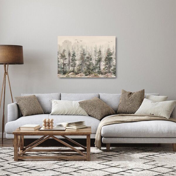 Staklena slika - Borova šuma I., akvarel (70x50 cm)