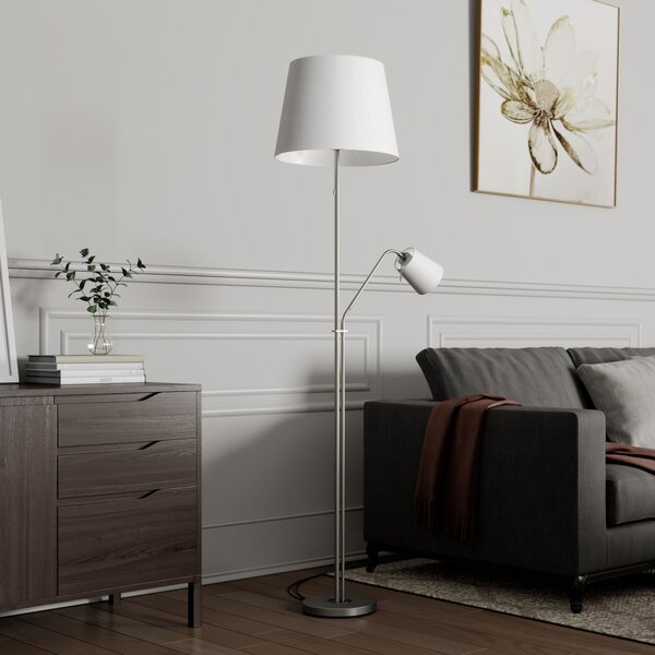 Podne Lampa Lindby, Nantwin, Bijela, Dnevna soba, Tkanina / tekstil, Moderan