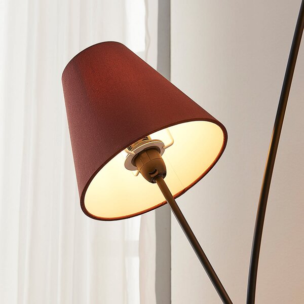 Podne Lampa Lindby, Melis, Sivo, Dnevna soba, Tkanina / tekstil, Moderan