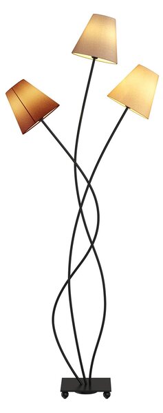 Podne Lampa Lindby, Melis, Sivo, Dnevna soba, Tkanina / tekstil, Moderan
