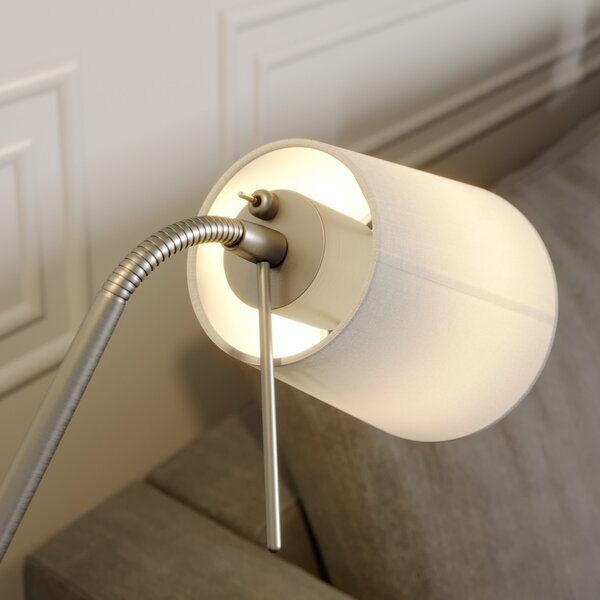 Podne Lampa Lindby, Nantwin, Bijela, Dnevna soba, Tkanina / tekstil, Moderan