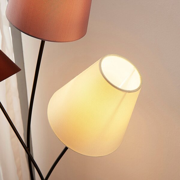 Podne Lampa Lindby, Melis, Sivo, Dnevna soba, Tkanina / tekstil, Moderan
