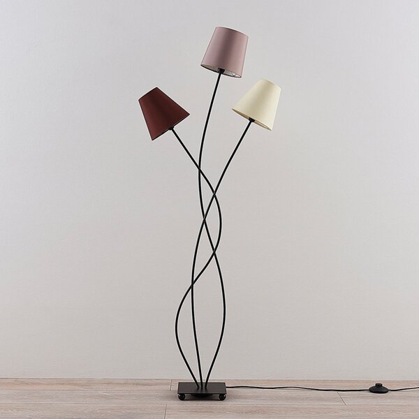 Podne Lampa Lindby, Melis, Sivo, Dnevna soba, Tkanina / tekstil, Moderan