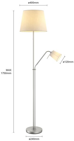 Podne Lampa Lindby, Nantwin, Bijela, Dnevna soba, Tkanina / tekstil, Moderan