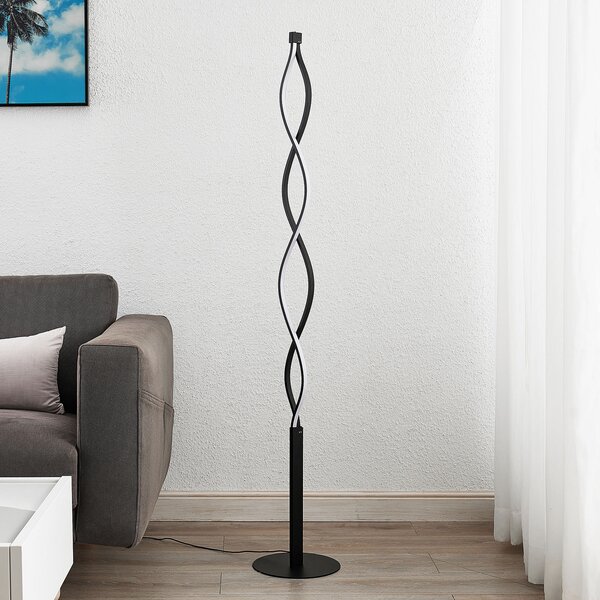 Podne Lampa Lindby, Welina, prigušiv, Crno, Dnevna soba, Metal, Moderan