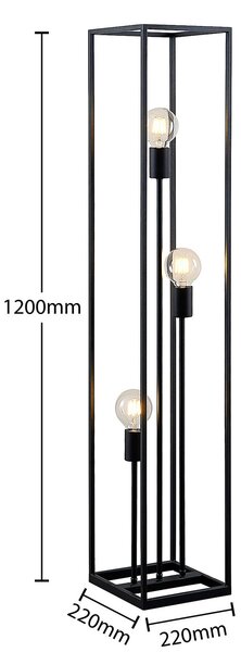 Podne Lampa Lindby, Krisha, Crno, Dnevna soba, Metal, Vintage