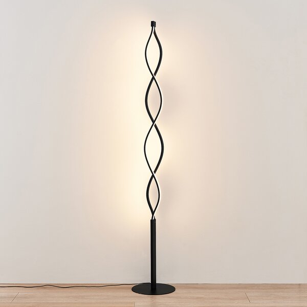 Podne Lampa Lindby, Welina, prigušiv, Crno, Dnevna soba, Metal, Moderan