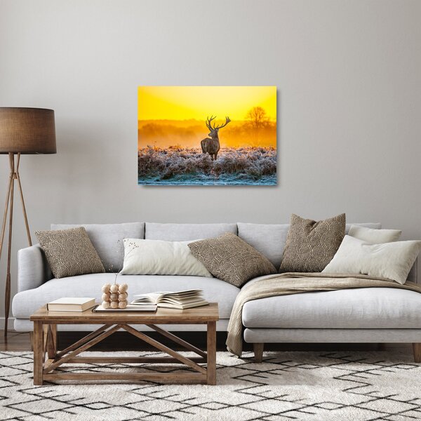Staklena slika - Jelen u izlasku sunca (70x50 cm)