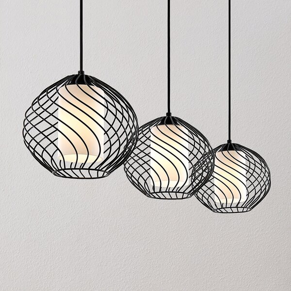 Viseće Svjetiljka Lindby, Cedrice, prigušiv, Crno, Dnevna soba, Metal, Vintage