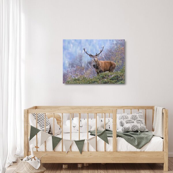 Staklena slika - Jelen u krajoliku (70x50 cm)