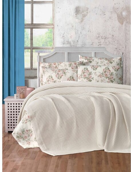 Krem pamučan prekrivač 220x240 cm Waffle – Mila Home