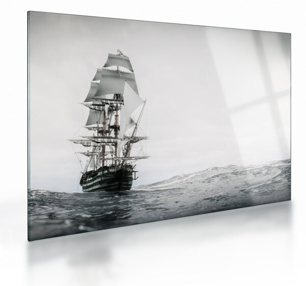 Staklena slika - Brod koji plovi oceanom (70x50 cm)