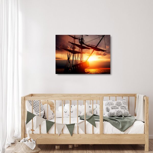 Staklena slika - Drevni gusarski brod (70x50 cm)