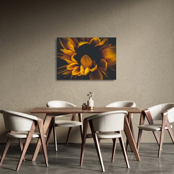 Staklena slika - Suncokreti u crnoj pozadini (70x50 cm)