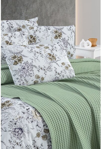 Zeleni pamučan prekrivač 220x240 cm Waffle – Mila Home
