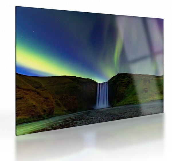 Staklena slika - Aurora Borealis na Islandu (70x50 cm)