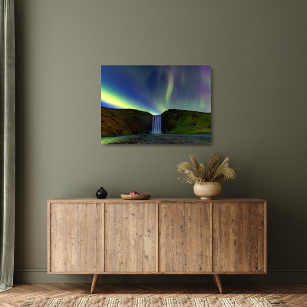 Staklena slika - Aurora Borealis na Islandu (70x50 cm)