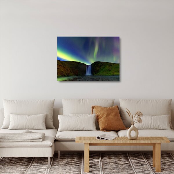 Staklena slika - Aurora Borealis na Islandu (70x50 cm)
