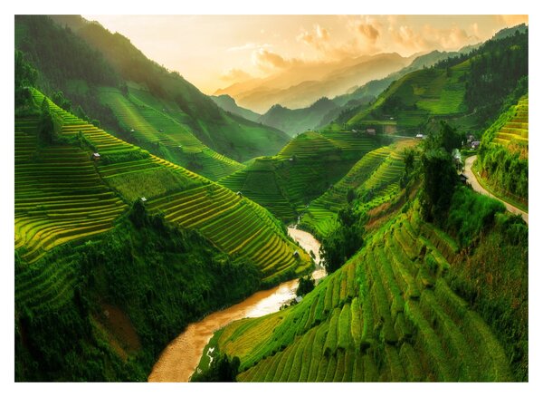 Staklena slika - Mu Cang Chai rižine terase (70x50 cm)