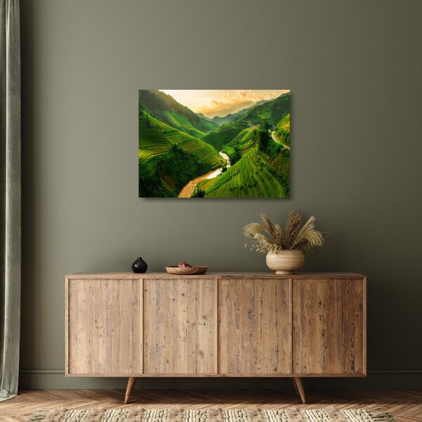 Staklena slika - Mu Cang Chai rižine terase (70x50 cm)