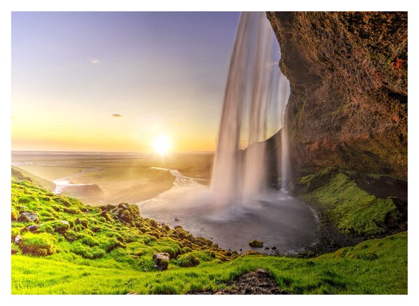Staklena slika - Seljalandsfoss iza špilje (70x50 cm)
