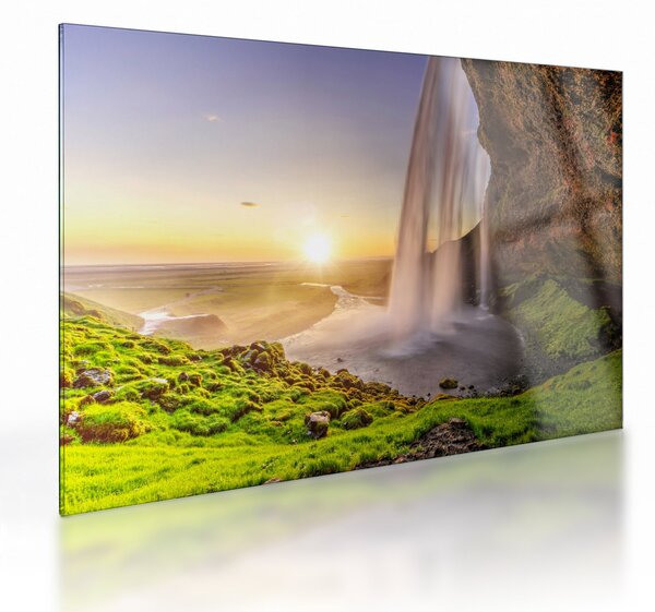 Staklena slika - Seljalandsfoss iza špilje (70x50 cm)